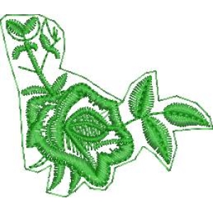 绿色刺绣玫瑰图案