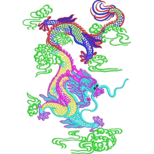 彩色龙腾云绣