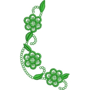 绿色花卉刺绣装饰图案
