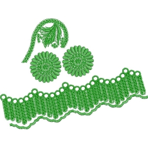 绿色刺绣花边图案设计