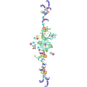 彩色花卉刺绣图案
