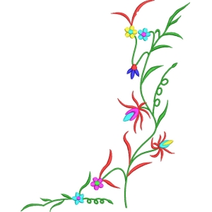 彩色花卉刺绣图案