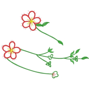 红色花朵刺绣图案