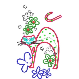 彩色猫咪与花朵装饰图案