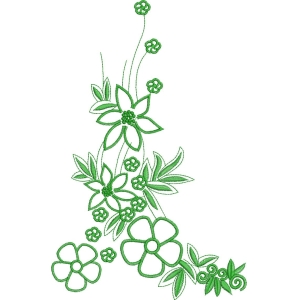 绿色花卉刺绣图案