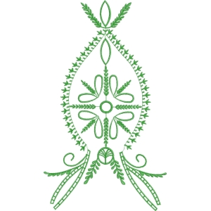 绿色植物纹样刺绣图案