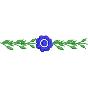 蓝色花朵刺绣装饰图案