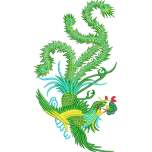 绿羽凤凰刺绣图案