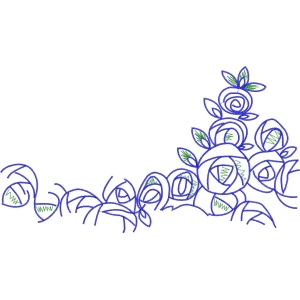 蓝色玫瑰花边图案