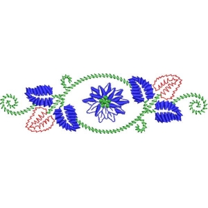 蓝色花卉刺绣图案