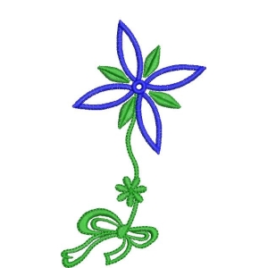 蓝色花朵刺绣图案