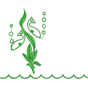 绿色植物刺绣图案