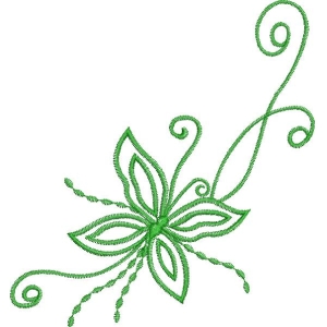 绿色刺绣花卉图案