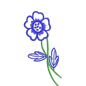 蓝色刺绣花朵图案