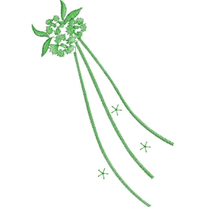 绿色植物刺绣图案