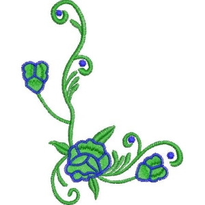 绿色藤蔓花卉刺绣图案_zbw3003