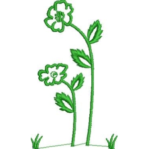 绿色植物刺绣图案