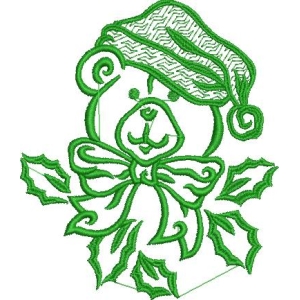 绿色圣诞熊刺绣图案
