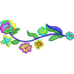 彩色花卉刺绣图案