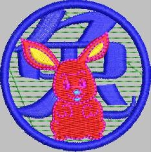红色兔子图案徽章
