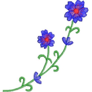蓝色花朵刺绣图案