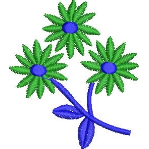 三朵绿色花朵刺绣图案