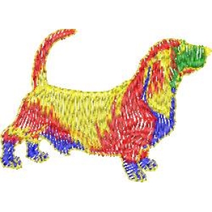 彩色刺绣腊肠犬图案