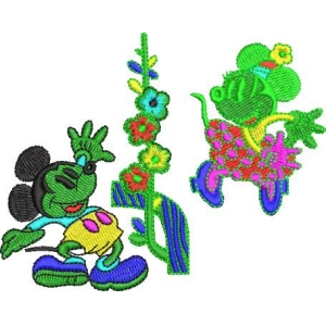 卡通米奇与花丛图案