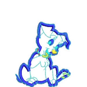 蓝色轮廓卡通狗