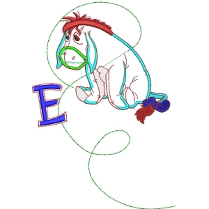字母E与卡通驴子图案