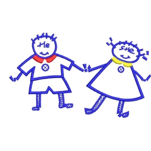 卡通男女牵手图