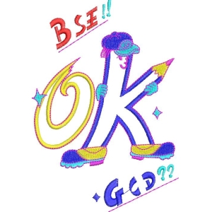 卡通人物持箭字母OK图案