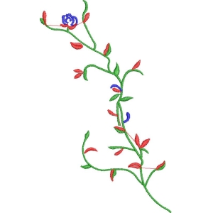 彩色藤蔓花卉刺绣图案