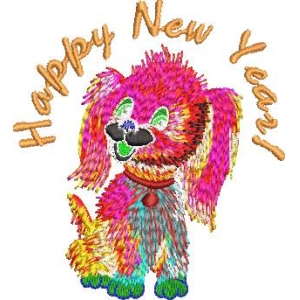 彩色小狗新年贺图