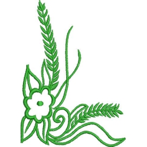 绿色植物刺绣图案