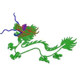 绿色龙形刺绣图案