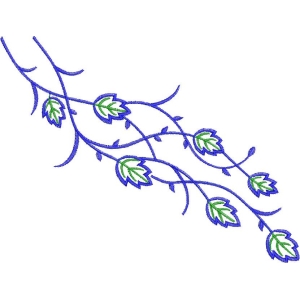 蓝色藤蔓绣花图案