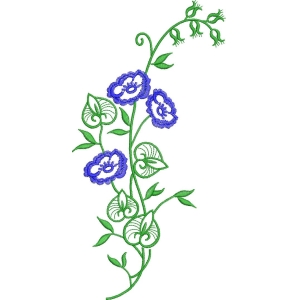 蓝色花朵刺绣图案
