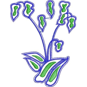 蓝色轮廓绿色植物图案