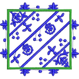 蓝色花纹装饰方框图案