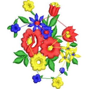 彩色花卉刺绣图案
