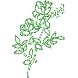 绿色植物刺绣图案