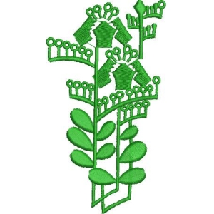 绿色植物刺绣图案