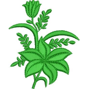 绿色植物刺绣图案