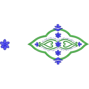 蓝色花朵与绿色装饰图案