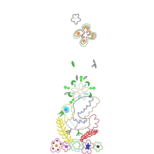 刺绣花卉与鸟图案设计