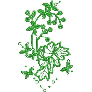 绿色植物刺绣图案