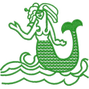 绿色美人鱼刺绣图案