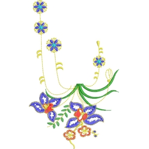 彩色花卉刺绣图案