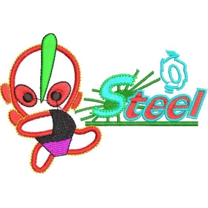 卡通角色与Steel字样设计